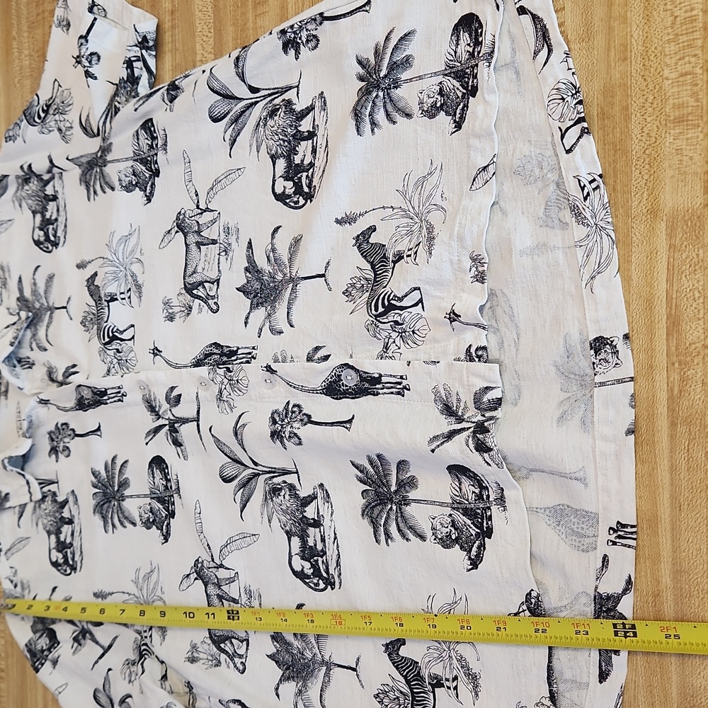 JANE & DELANCEY Linen Blend Tropical Safari Print Shirt Blouse, size S - Picture 7 of 8
